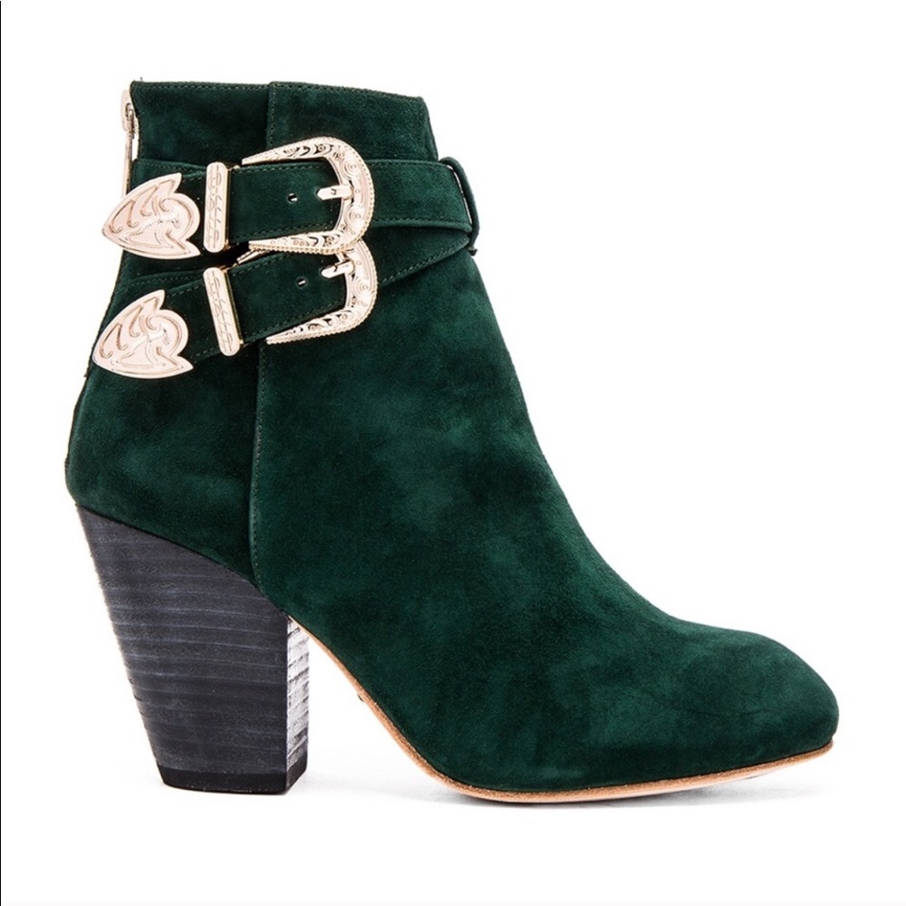 Raye Green Bootie with Gold Buckle